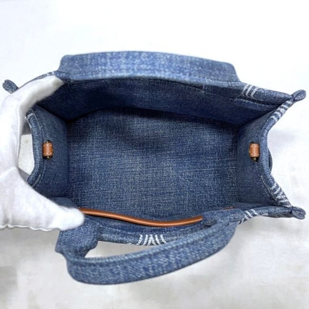 Celine 2-Way Bag Cabas Tice Blue Brown Triomphe - Picture 7 of 10